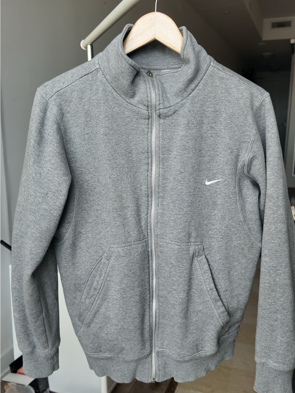 Nike Gray Crew Neck Sweatshirt with White Swoosh Tag